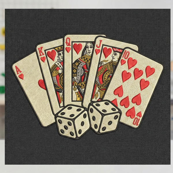 Premium Vintage Royal Flush & Dice Crest